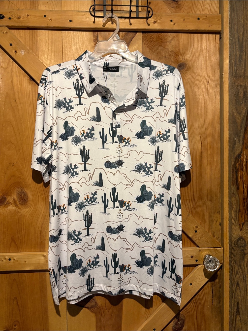 Men's Desert Cactus Print Polo - White/ Green